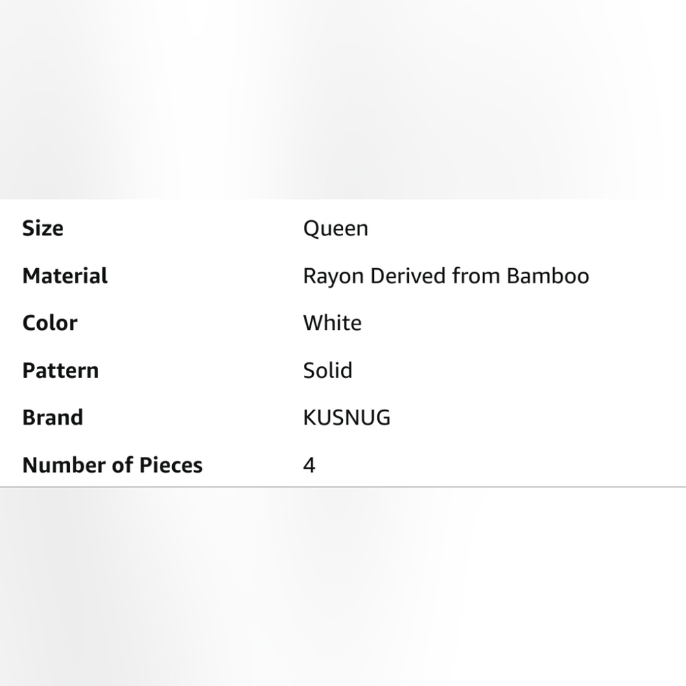NIB Bamboo Sheet set 4 Pieces Queen White Deep Pockets - Picture 10 of 13